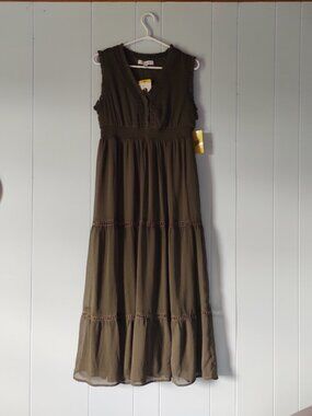 Cristina B. Women's Sleeveless Olive Green Maxi Dress